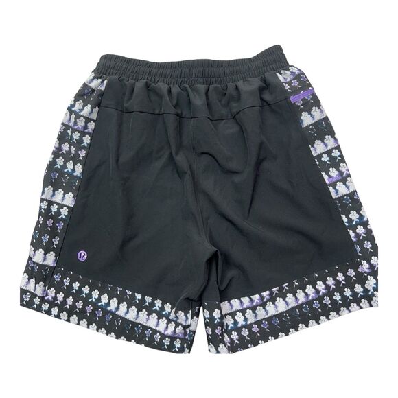 Lululemon Men's Pool Shorts SMALL 7" Unlined Zip pocket Drawstring Purple Flower - Picture 3 of 7